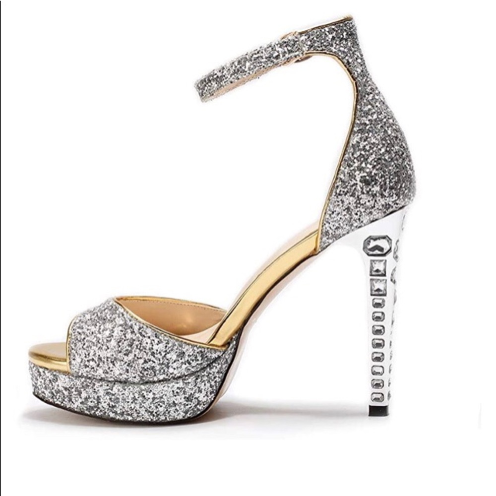 NWOT glitter & rhinestone sandals